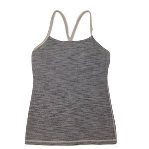 LuLuLemon-Racerback Tank-Sz 6-Gray-Shelf Bra-Do It Now/DrinkWater/Live In Moment